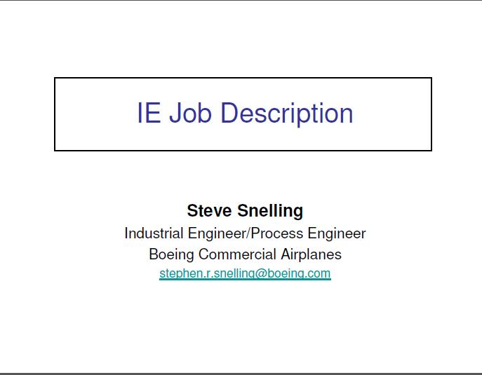 Industrial Engineer Job Description BOING