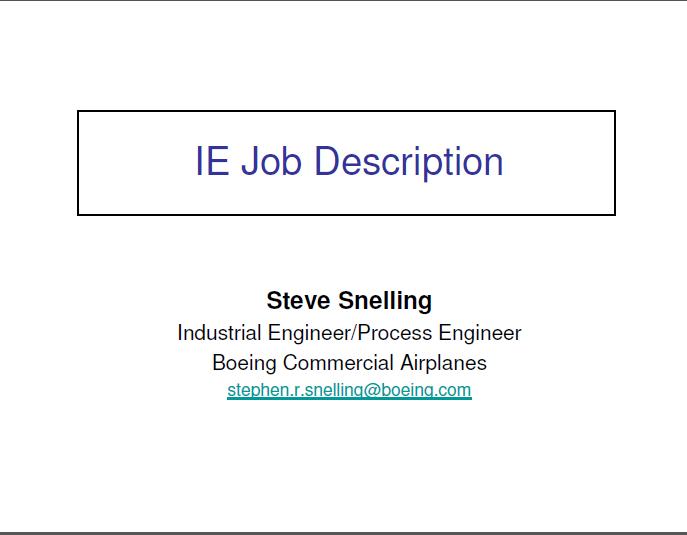 Industrial Engineer Job Description BOING